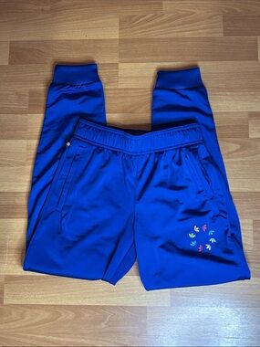 adidas Royal Blue Kids Joggers with Multicolor Trefoil Accents